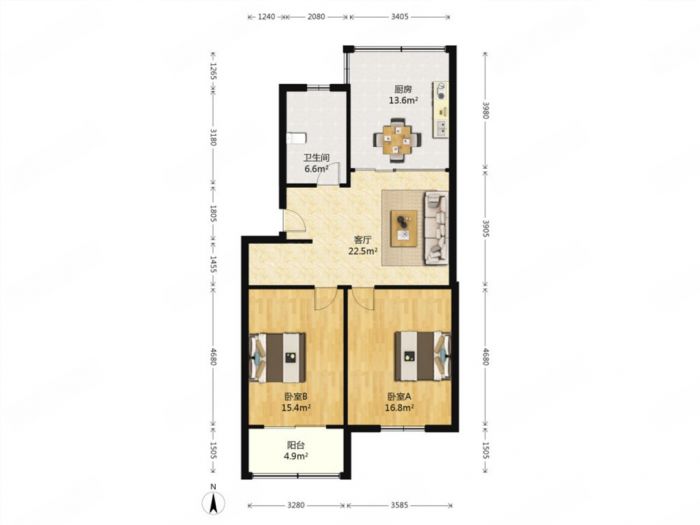 公园一村 2室1厅1卫 89.2m&sup2;