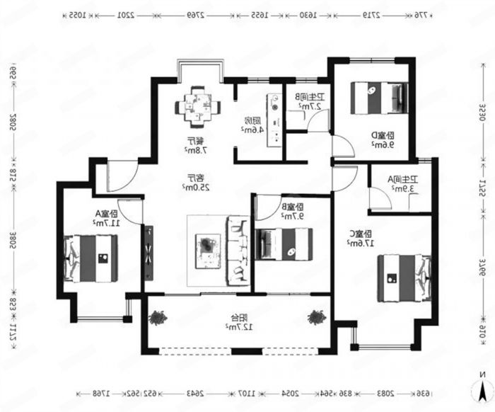 佳期漫 3室2厅2卫 110m&sup2;