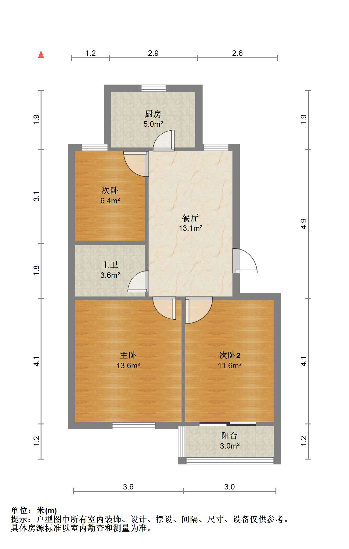新桃园 3室1厅1卫 72.76m&sup2;