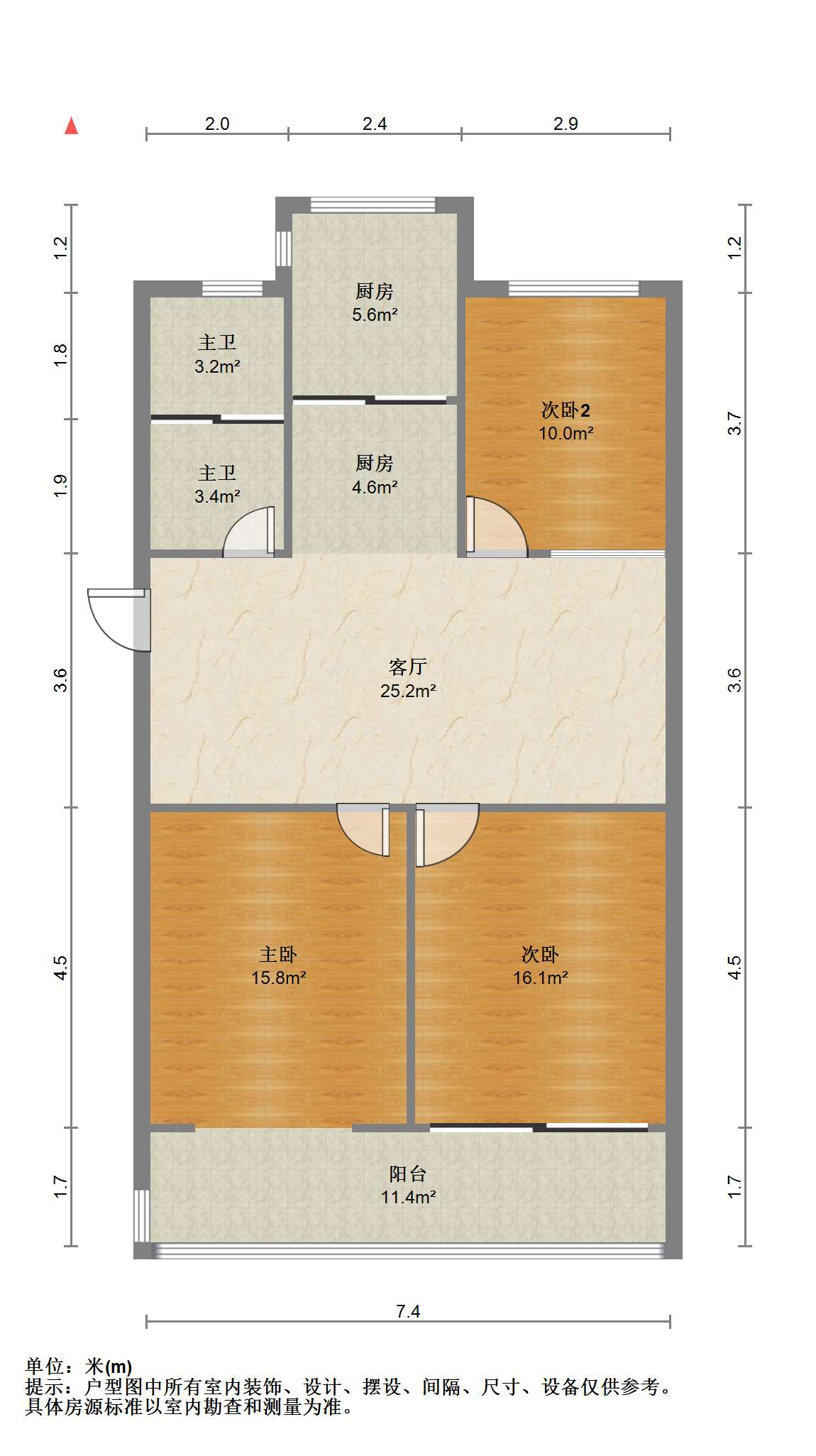 金龙花苑 3室1厅1卫 105.11m&sup2;
