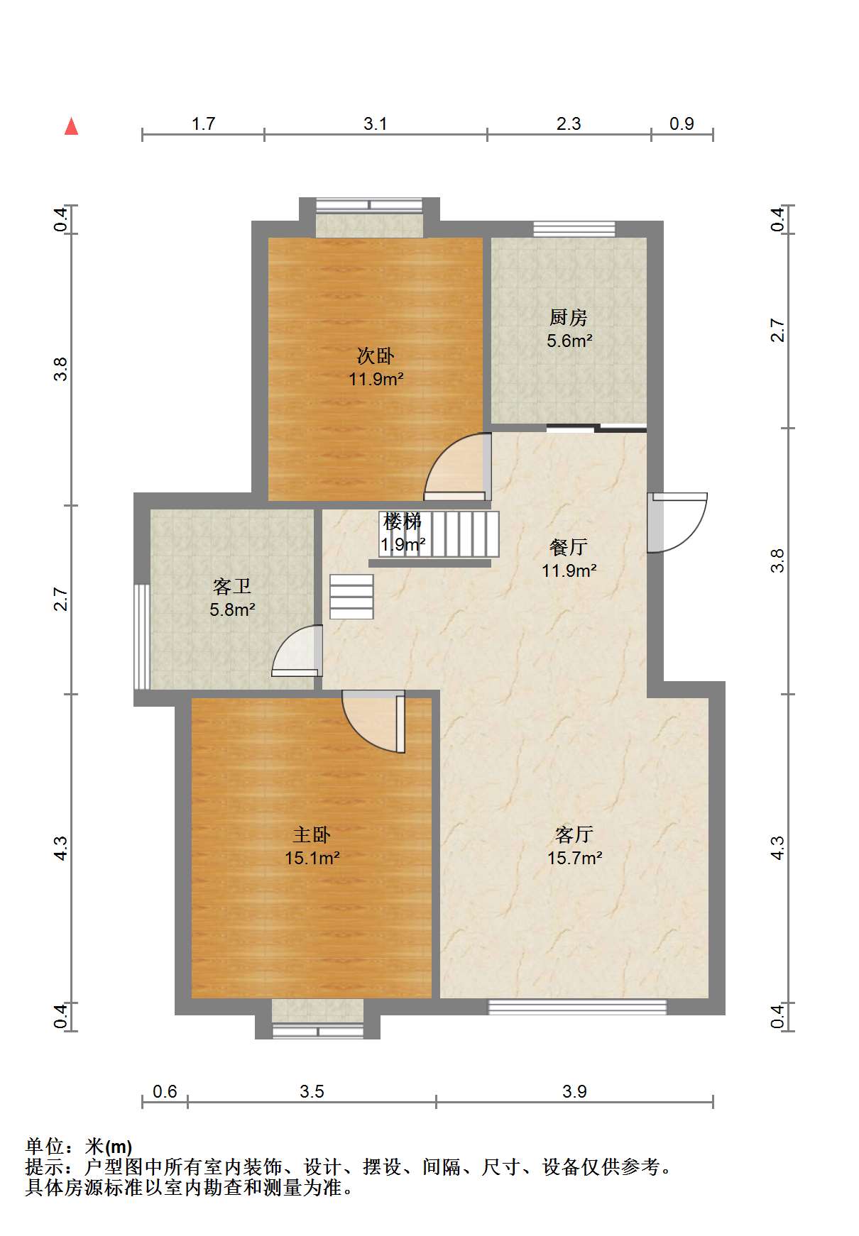 天晖苑 3室2厅2卫 98.00m&sup2;