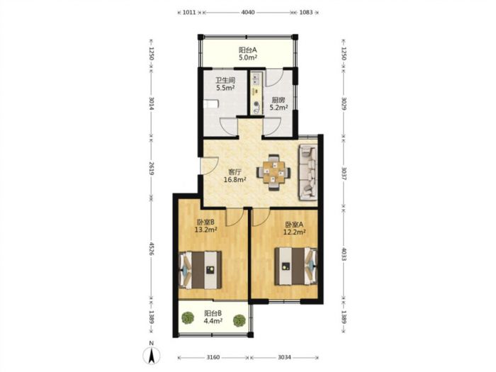 段家坝小园 3室1厅1卫 83.26m&sup2;