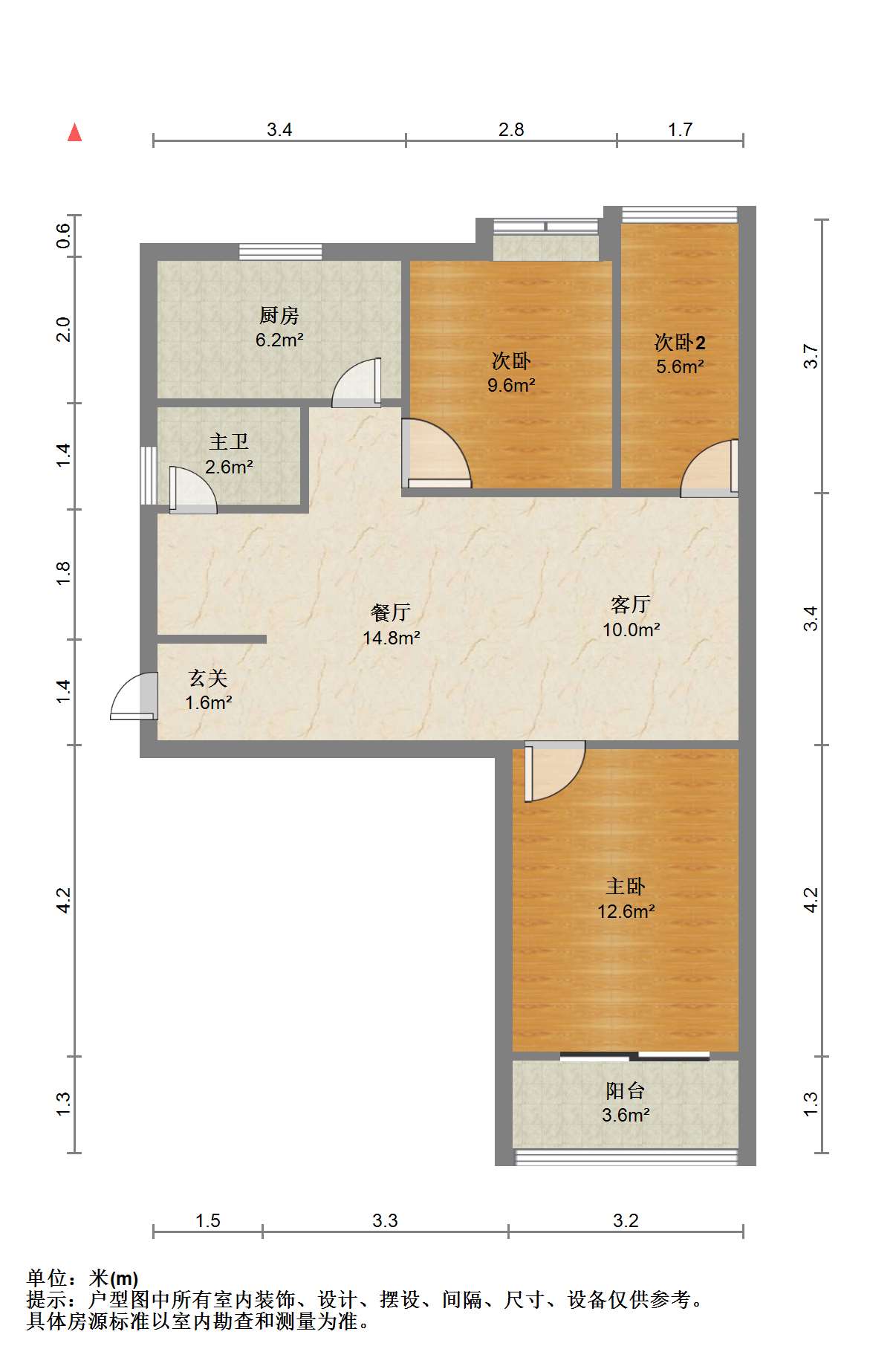 融悦华庭 3室2厅1卫 84.8m&sup2;