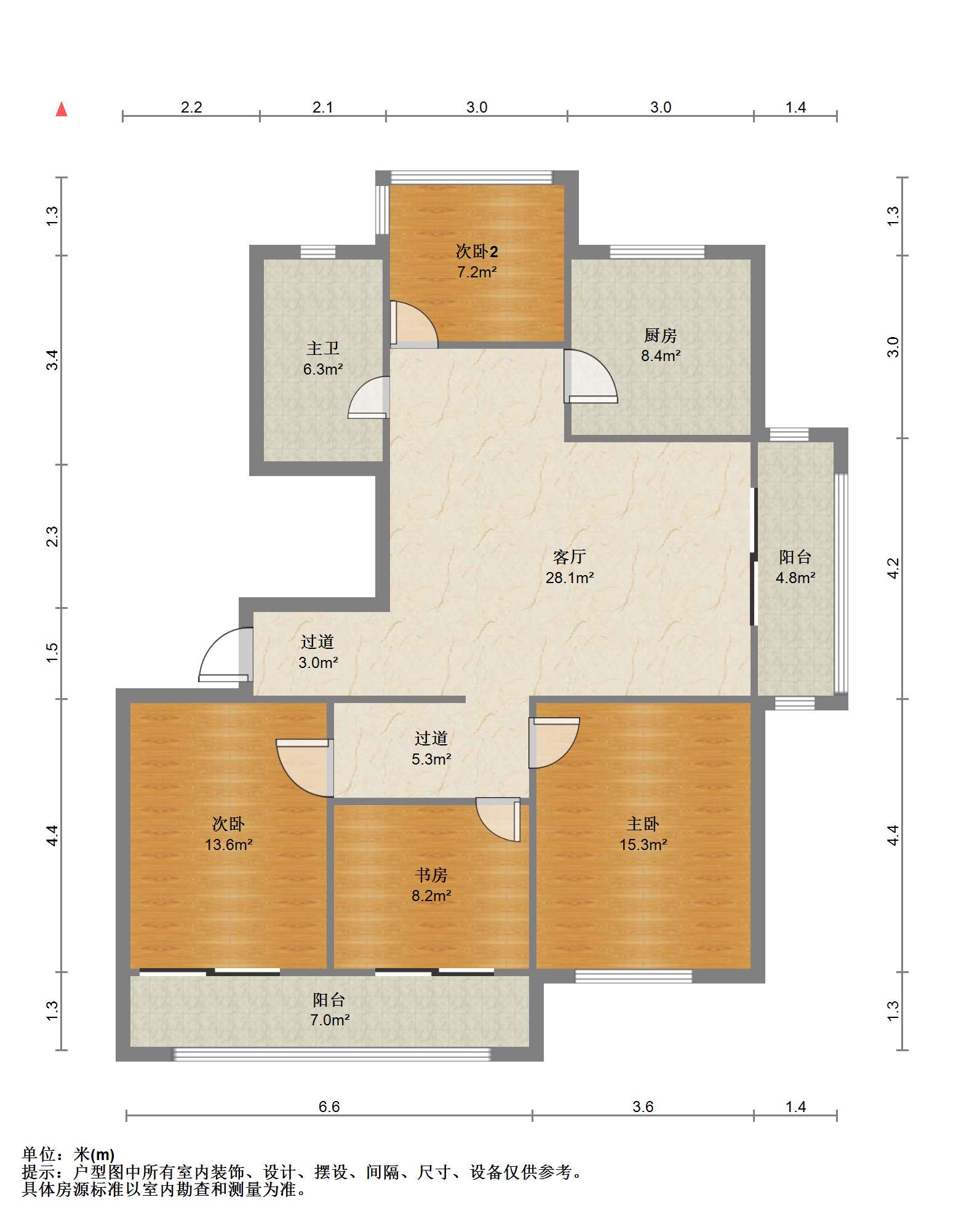 中天福邸 3室2厅1卫 132m&sup2;