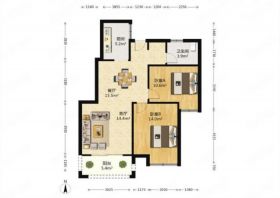 尚海城 2室2厅1卫 90m&sup2;