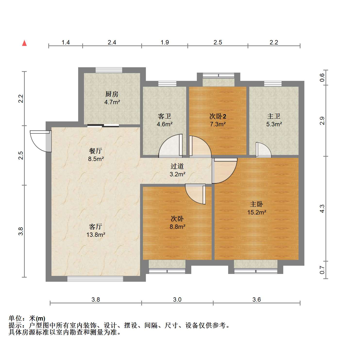 万科濠河传奇 3室1厅1卫 114.84m&sup2;
