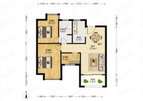 江景瑞园 3室2厅1卫 90m&sup2;