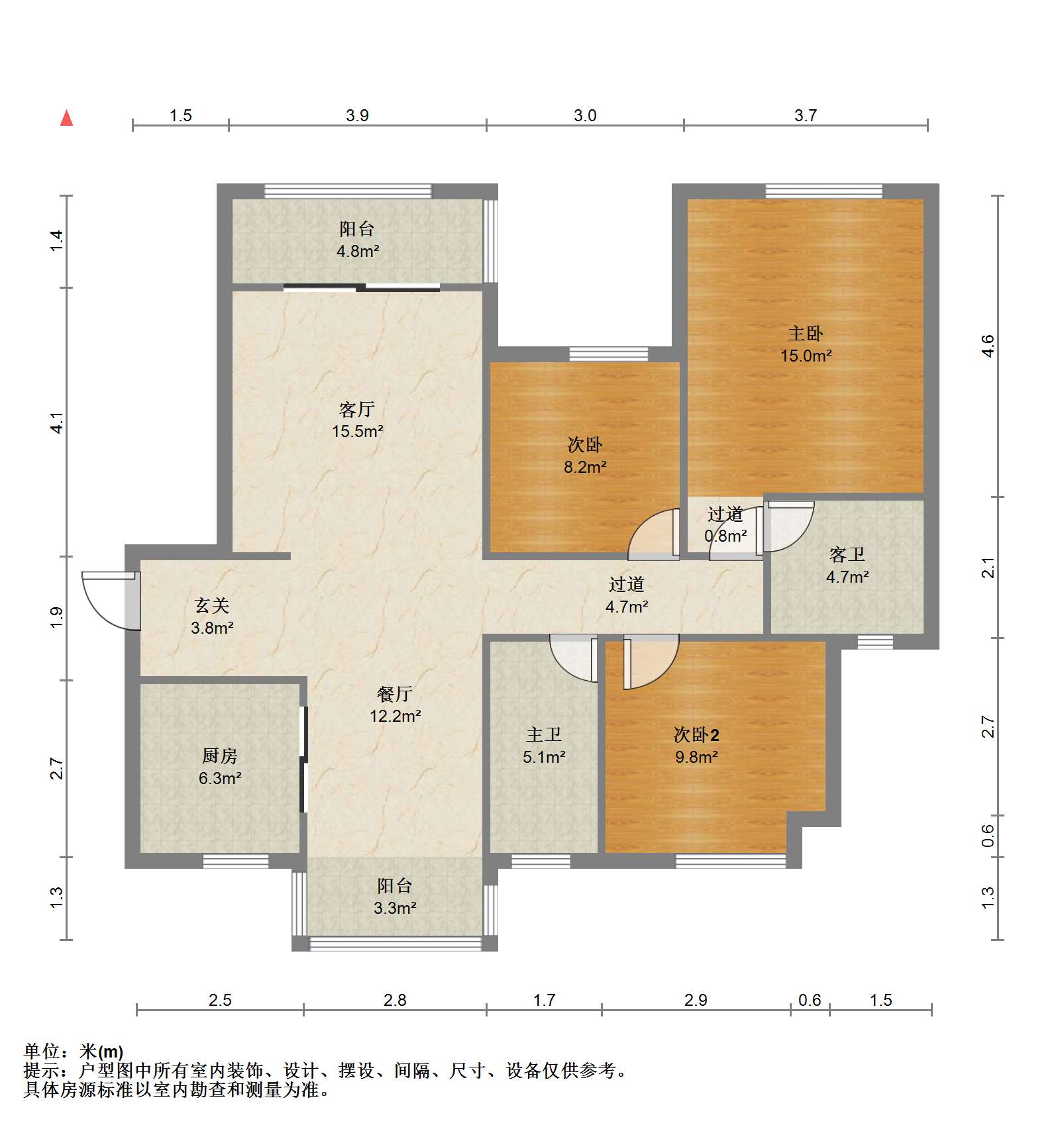 景瑞望府 3室2厅2卫 122.19m&sup2;