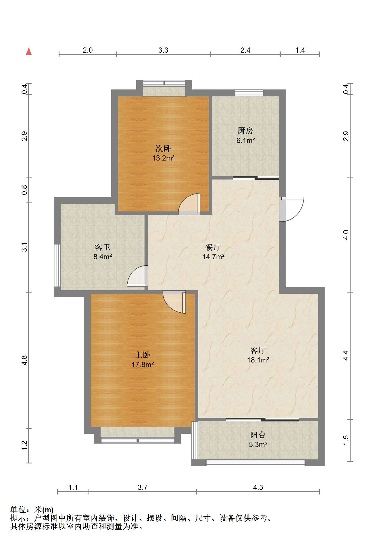 天霞苑 3室2厅1卫 96.00m&sup2;