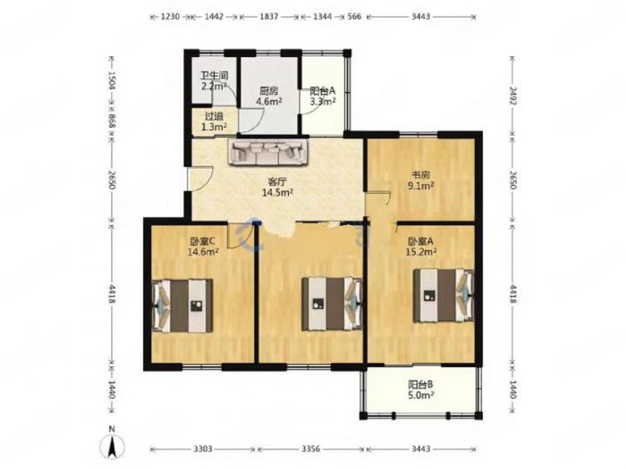 望江楼小区 4室1厅1卫 98.41m&sup2;