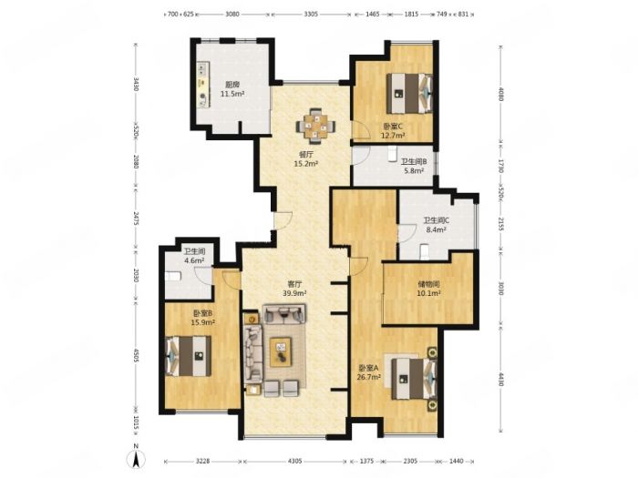 德诚翠湖湾 3室2厅2卫 178m&sup2;