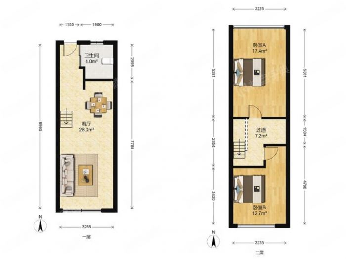 奥特莱斯 2室2厅1卫 106m&sup2;