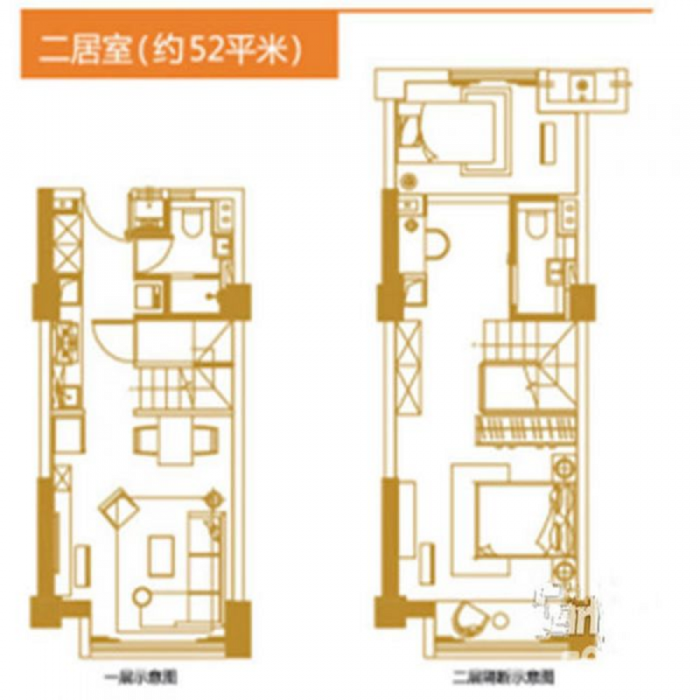 万科爱情公寓 2室1厅1卫 70m&sup2;