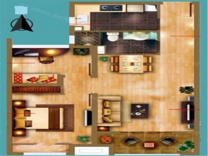 世茂公元 2室2厅1卫 69m&sup2;