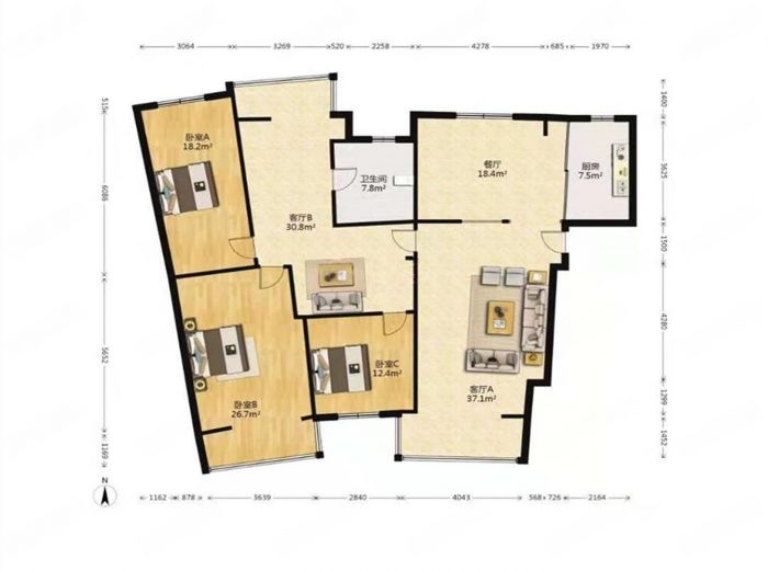 玖珑城 4室2厅2卫 198m&sup2;