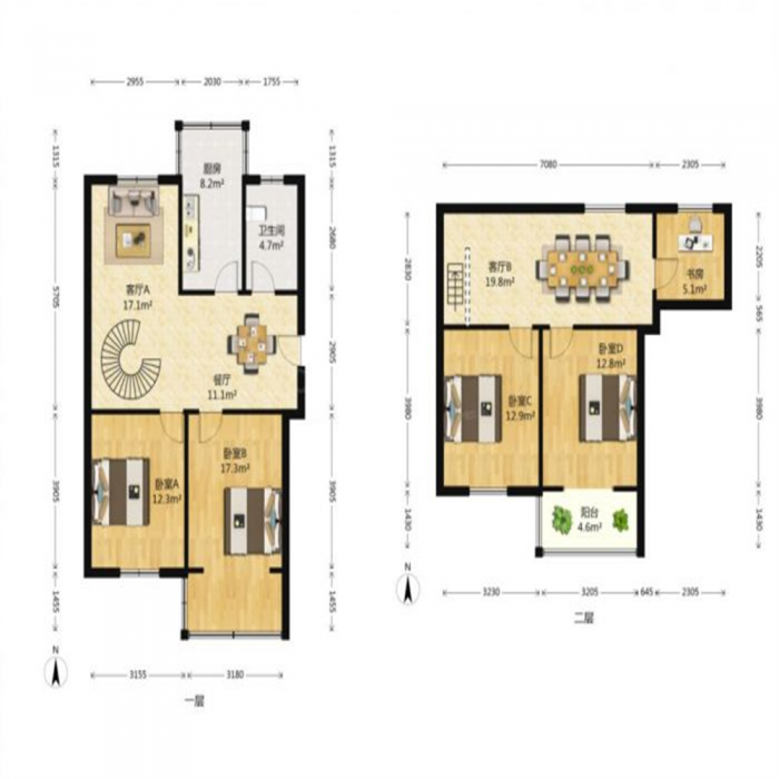 虹桥新苑 4室2厅2卫 168m&sup2;
