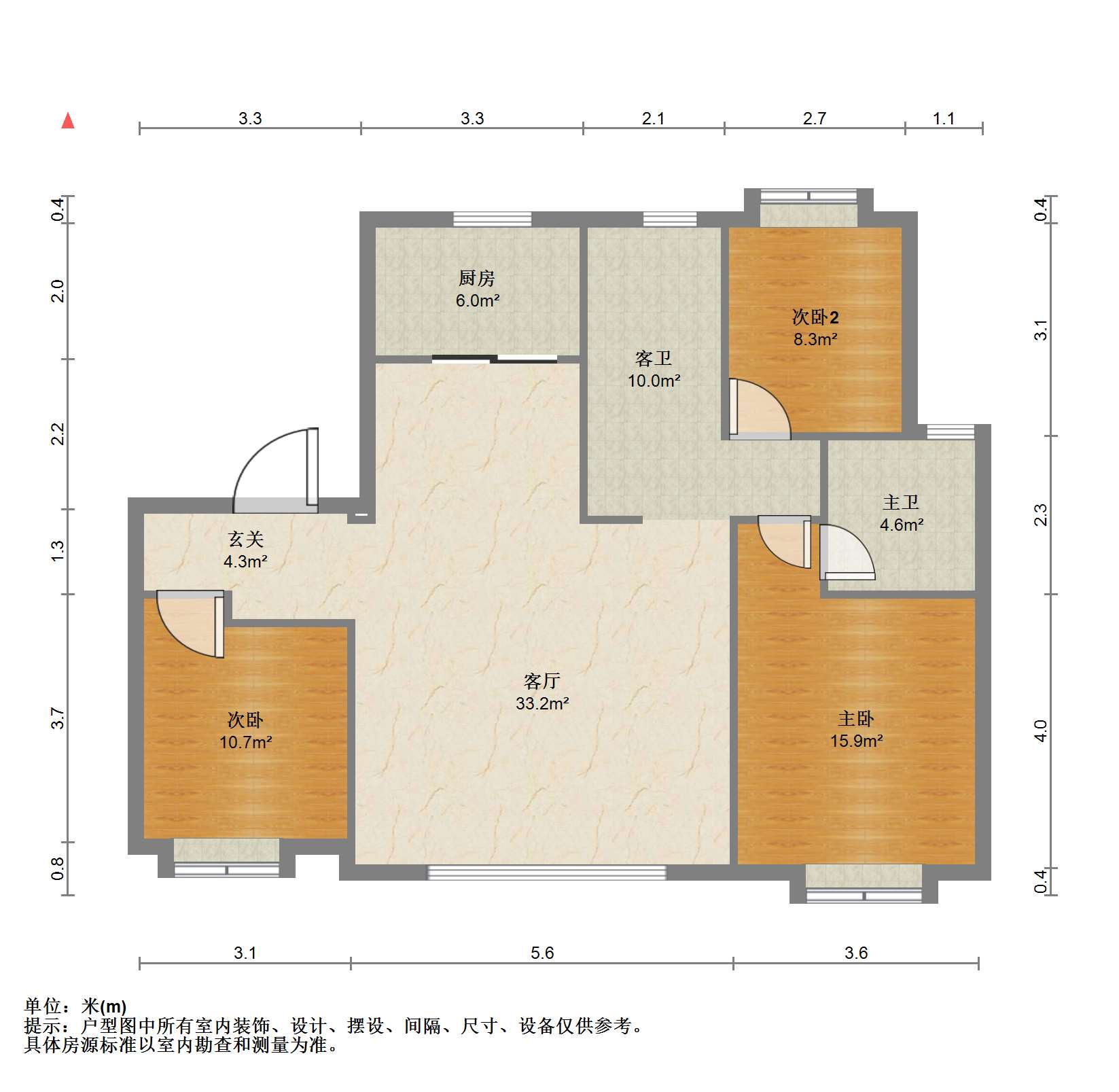 万濠禧园 3室2厅1卫 127m&sup2;