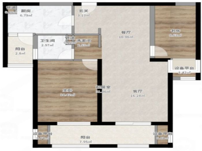 景瑞望府 2室1厅1卫 92m&sup2;