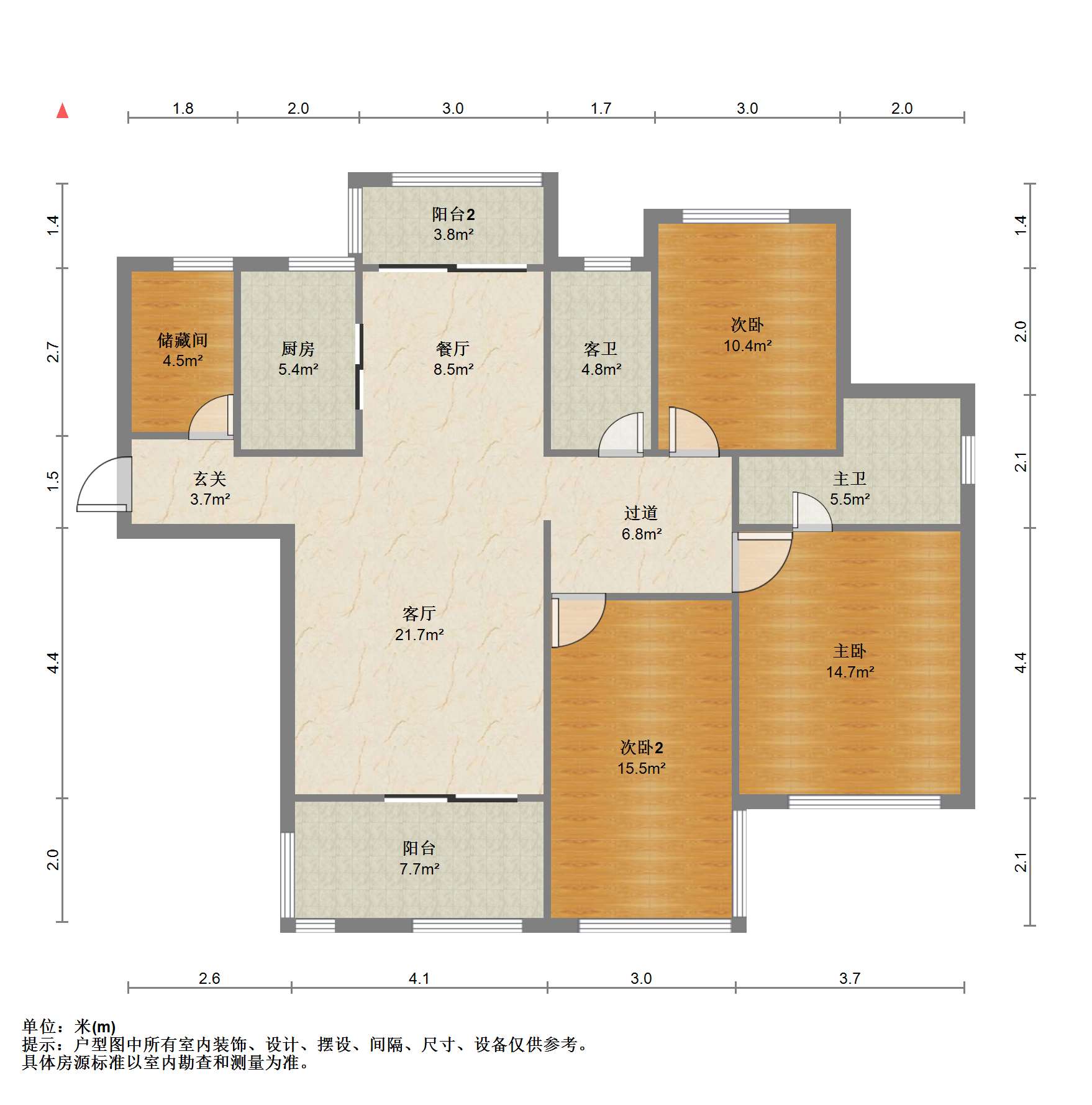 冠城大通棕榈湾 3室2厅2卫 129.75m&sup2;