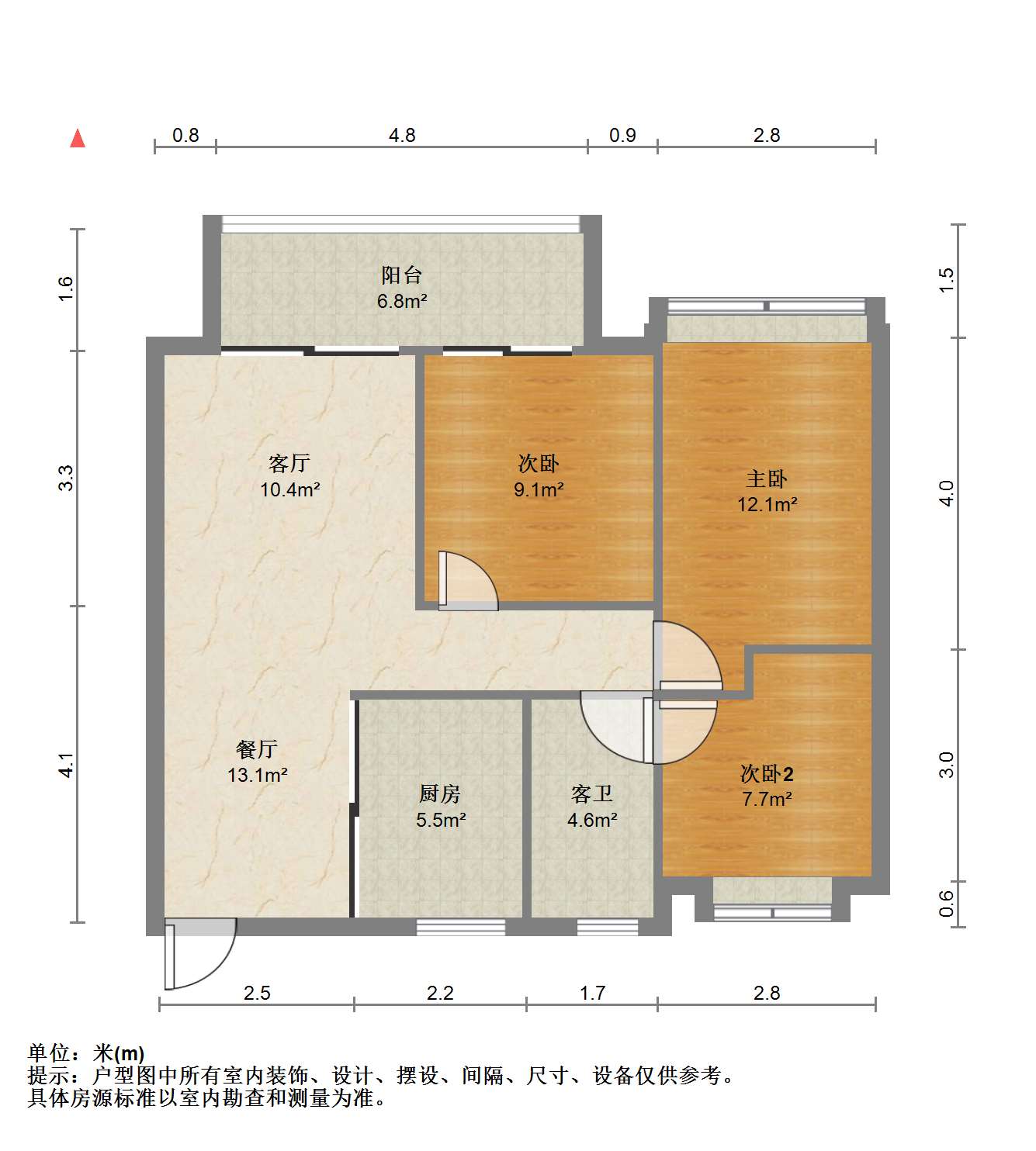 华禧铭苑 3室2厅1卫 102m&sup2;