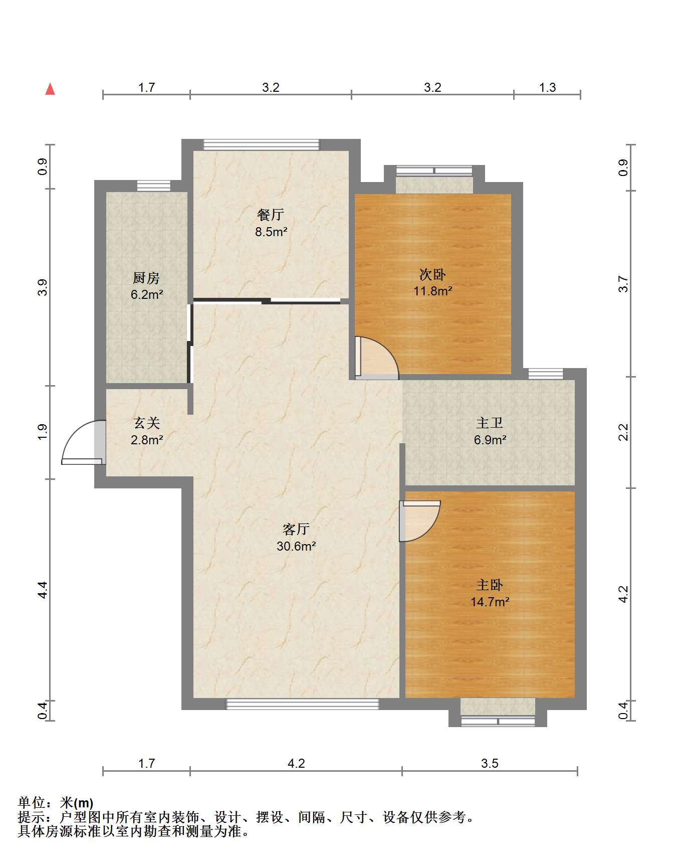 苏建学府雅居 2室2厅1卫 106m&sup2;