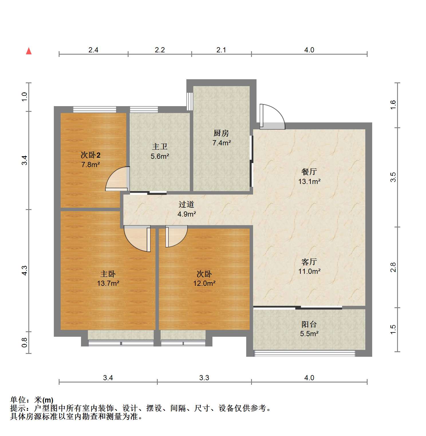 苏建阳光新城 3室2厅1卫 104.82m&sup2;