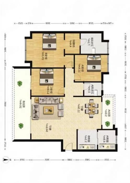 碧桂园时代悦城 3室2厅2卫 169m&sup2;
