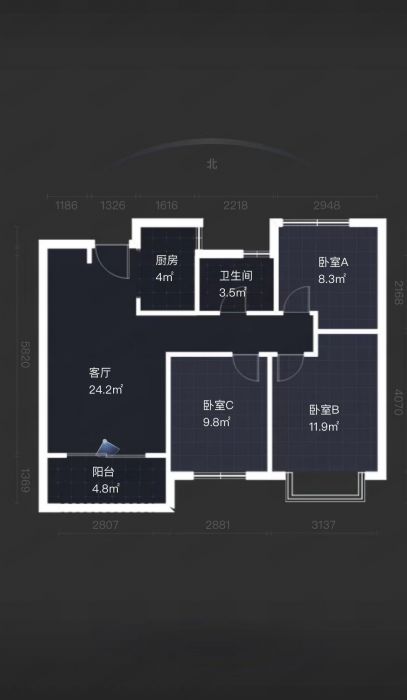 中南熙悦(南通经济技术开发区) 3室2厅1卫 90m&sup2;
