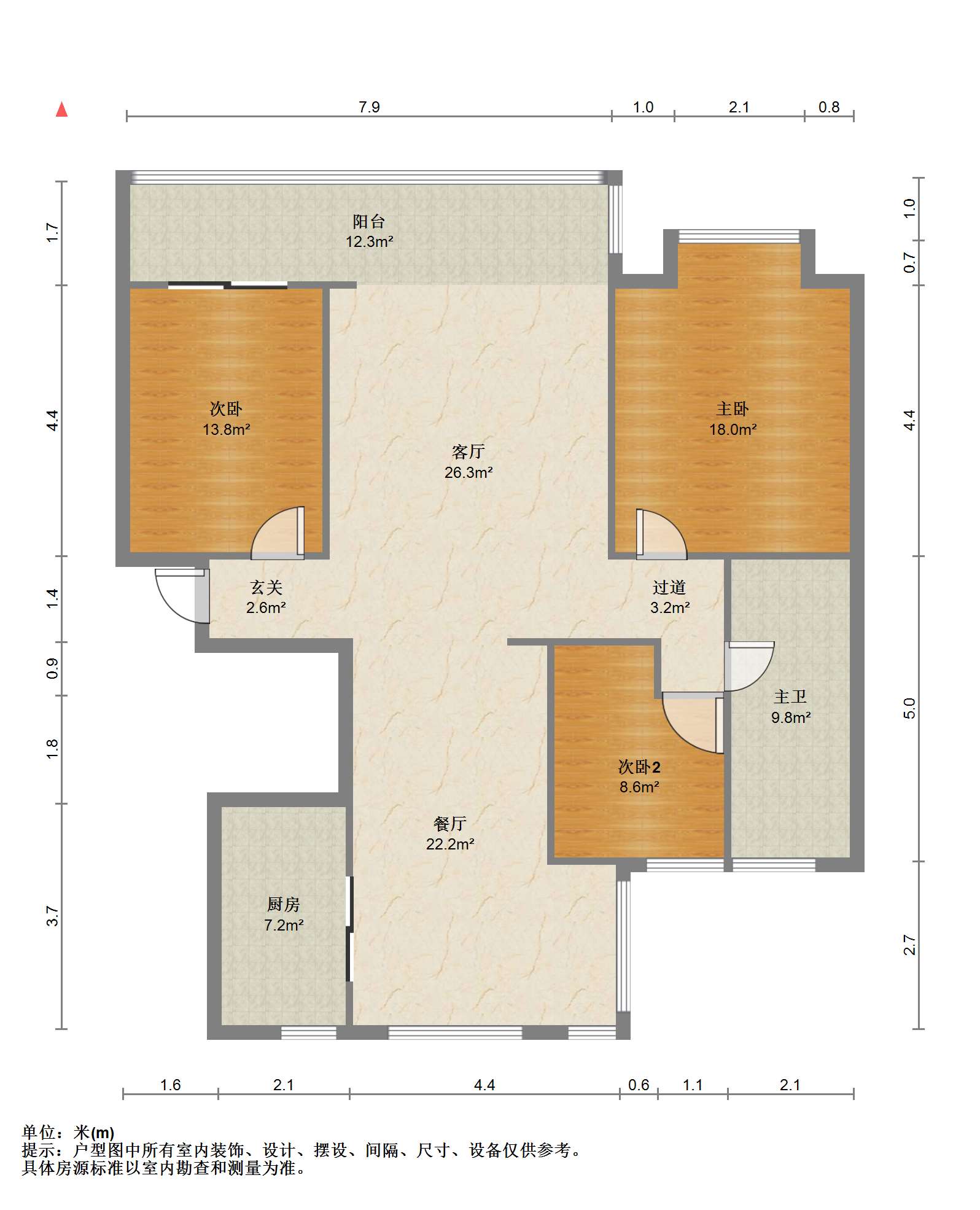 金色城品 3室2厅1卫 120m&sup2;