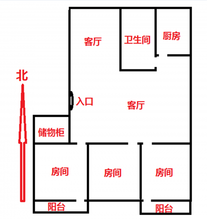南方公寓 3室2厅1卫 204m&sup2;