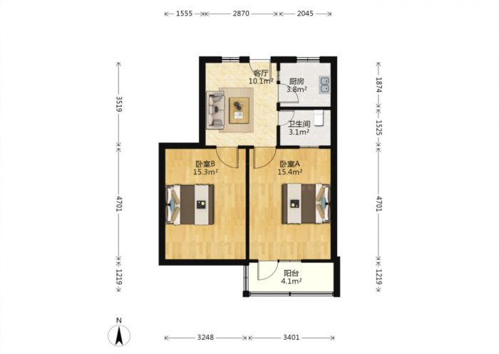 三八新村 2室1厅1卫 60m&sup2;
