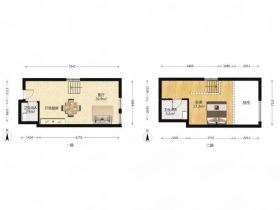 檀墅 1室2厅2卫 43.5m&sup2;