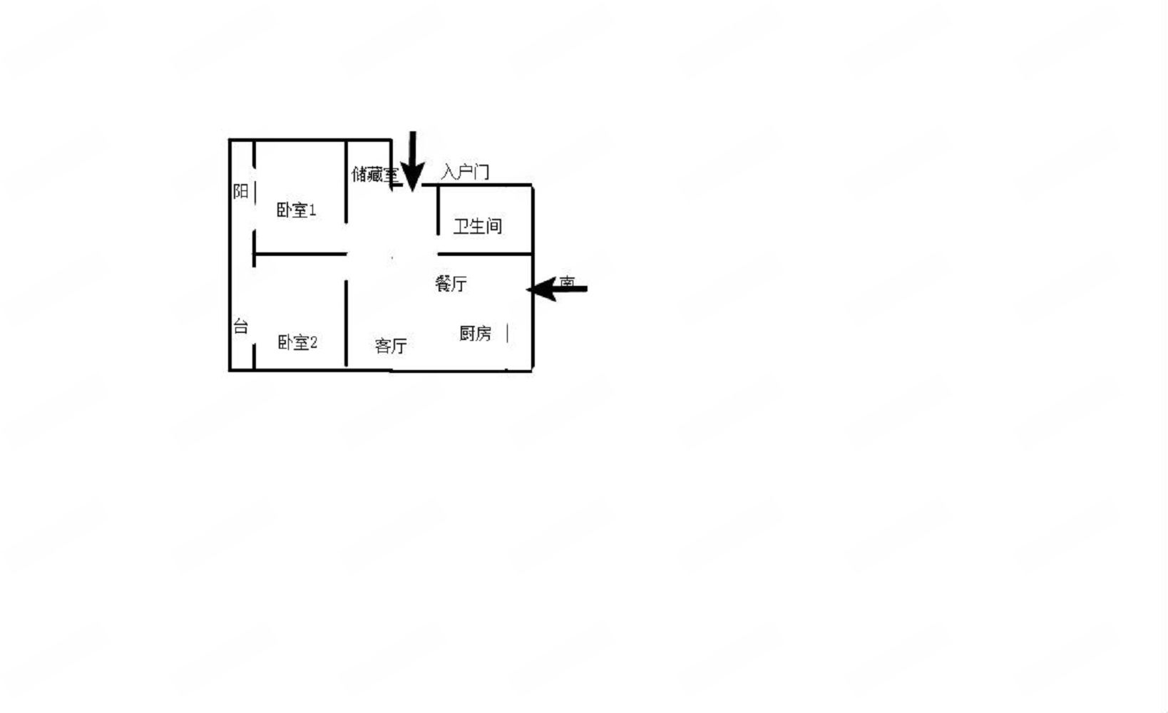 滨江花园 2室2厅1卫 90.53m&sup2;