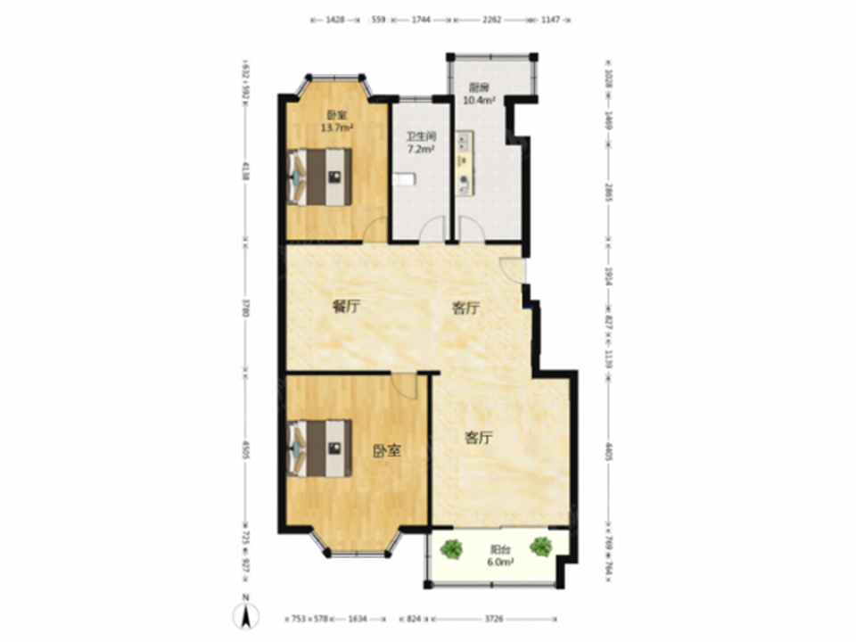 景河苑 3室2厅1卫 118.00m&sup2;