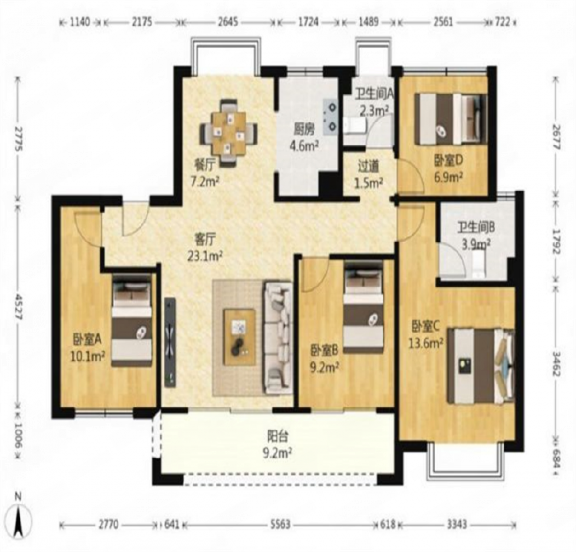 中南熙悦(南通经济技术开发区) 4室2厅2卫 122m&sup2;