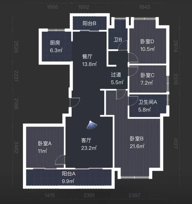 绿城蘭园 4室2厅2卫 143m&sup2;