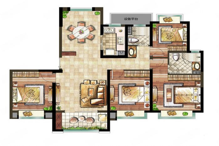中南世纪花城三期 4室2厅2卫 138m&sup2;