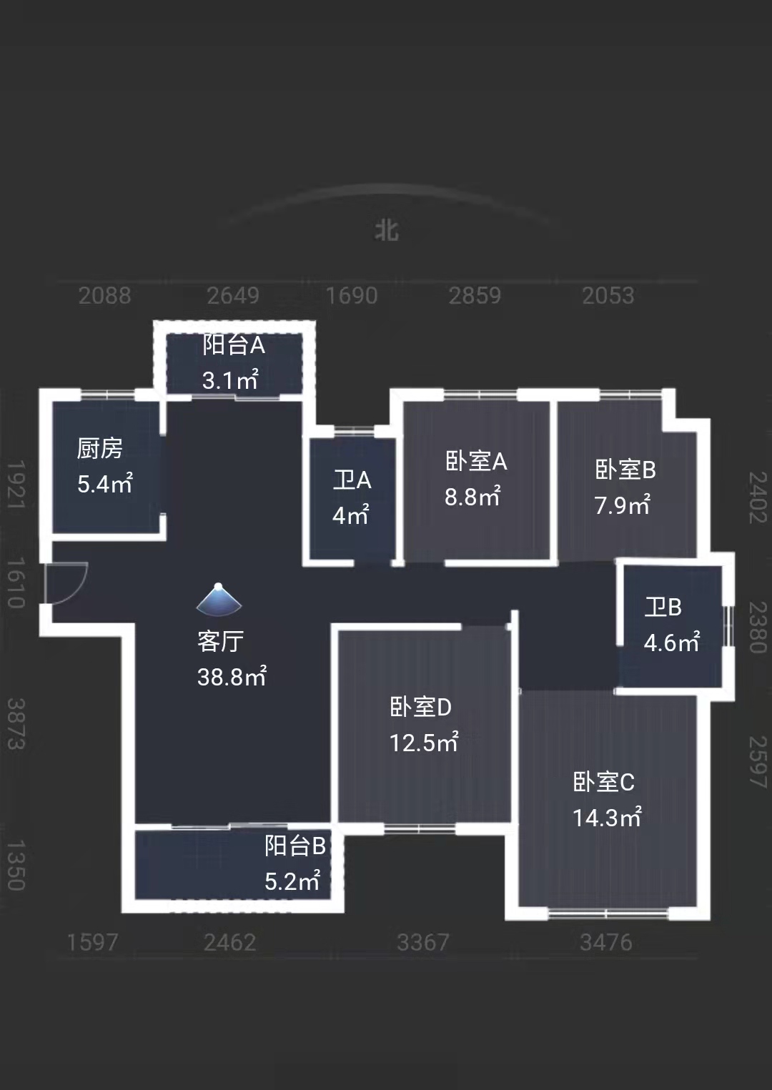 景瑞望府 4室2厅2卫 142m&sup2;