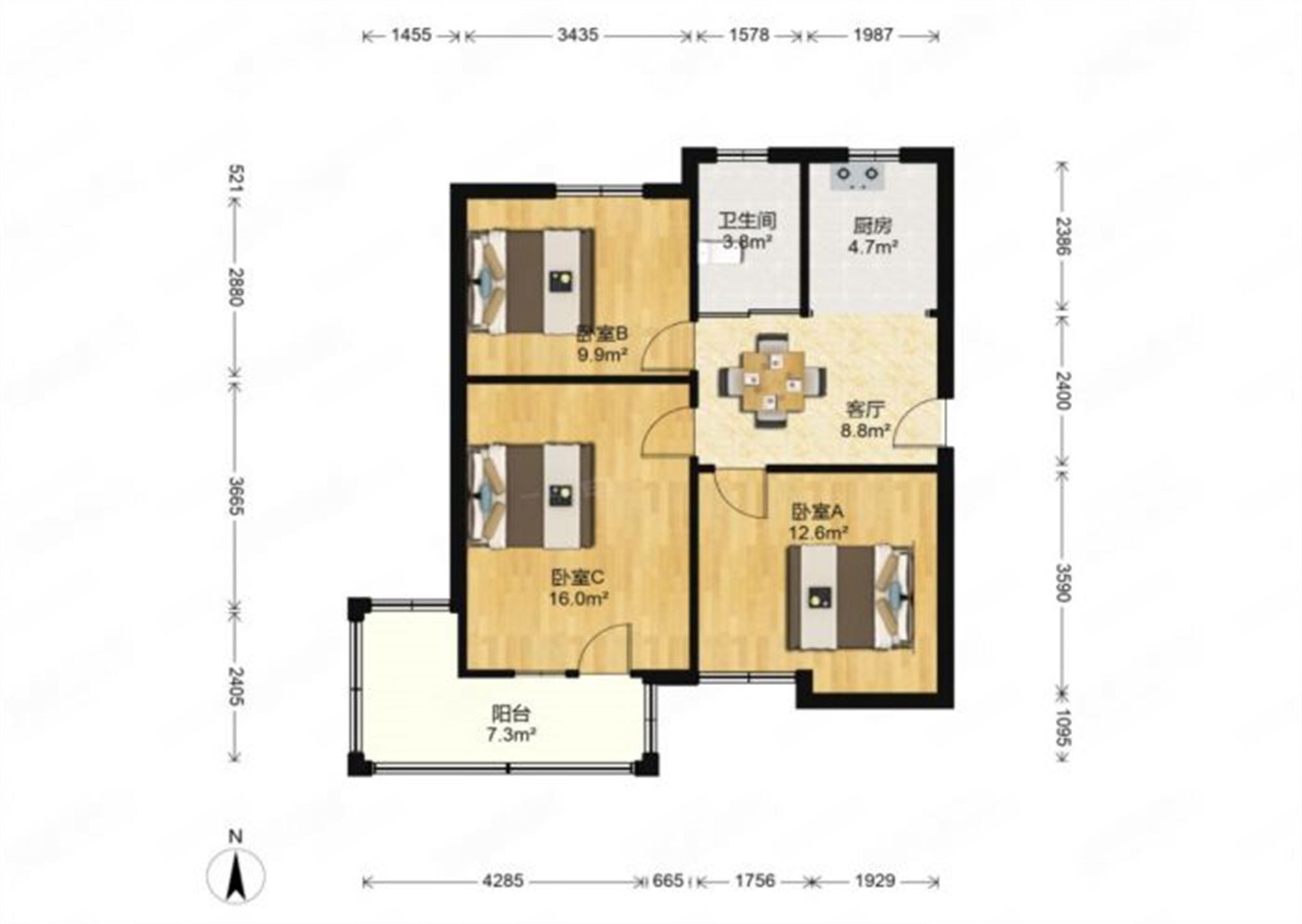 易家桥新村 2室2厅1卫 72m&sup2;
