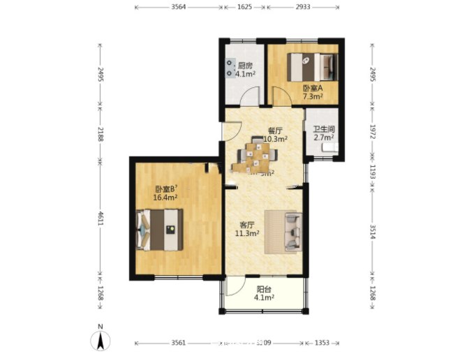 虹桥新村(朝霞路) 3室1厅1卫 72m&sup2;