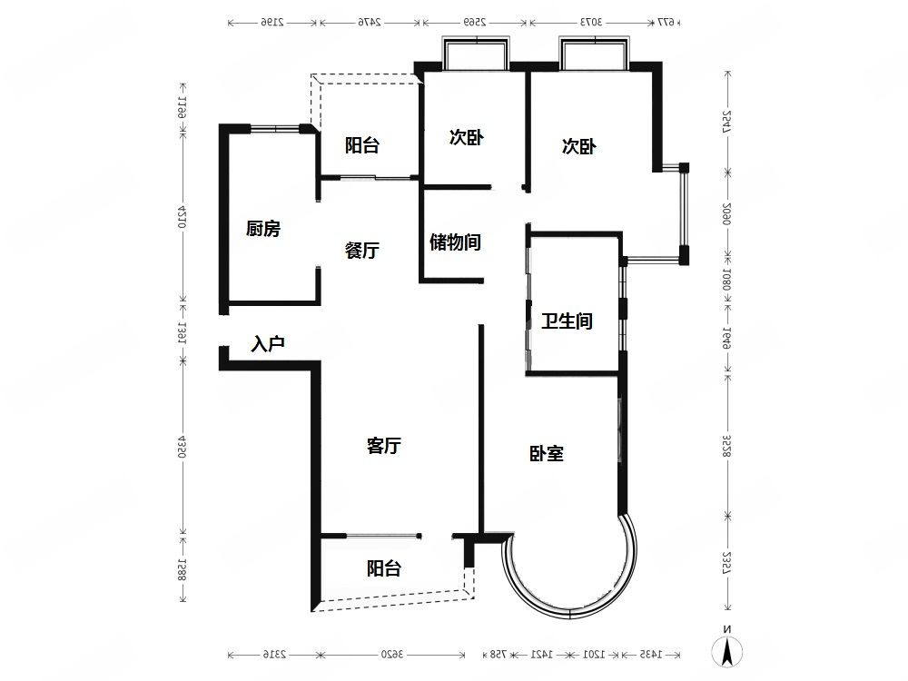 中南世纪城北区 3室2厅2卫 145.86m&sup2;