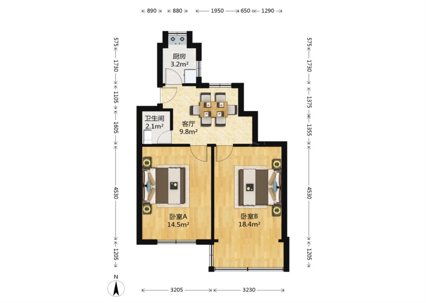 易家桥新村 2室1厅1卫 63m&sup2;