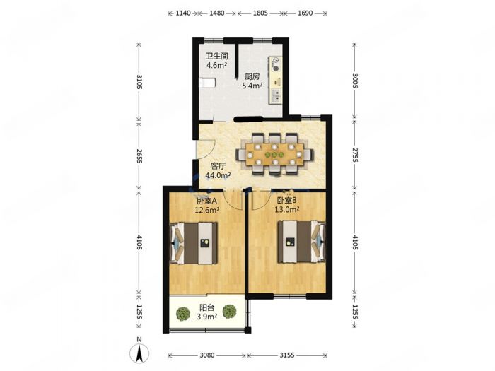 文峰新村 2室1厅0卫 69.90m&sup2;