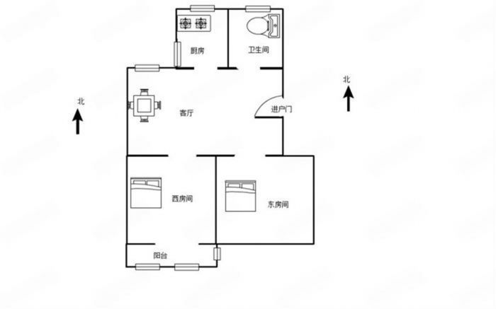 易家桥新村 2室1厅1卫 60m&sup2;