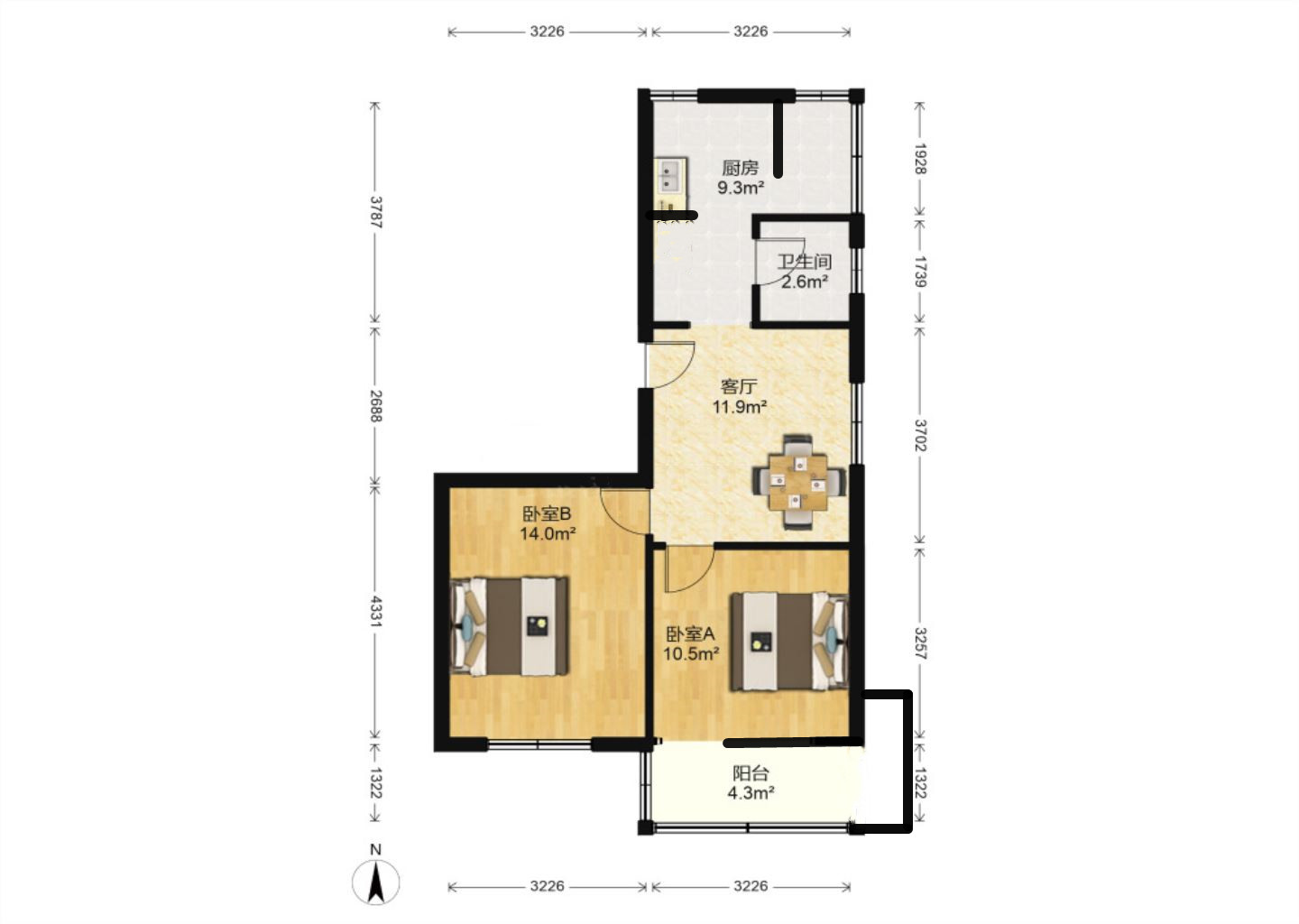 城南二村 2室1厅1卫 68m&sup2;
