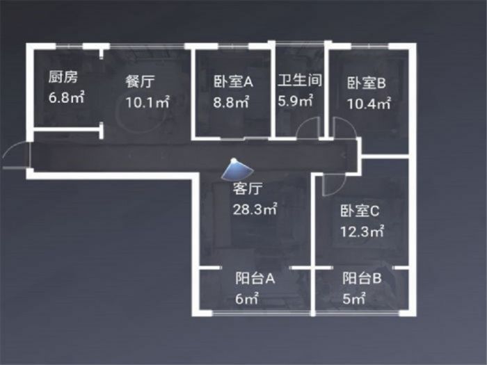 华强城 3室2厅1卫 115m&sup2;