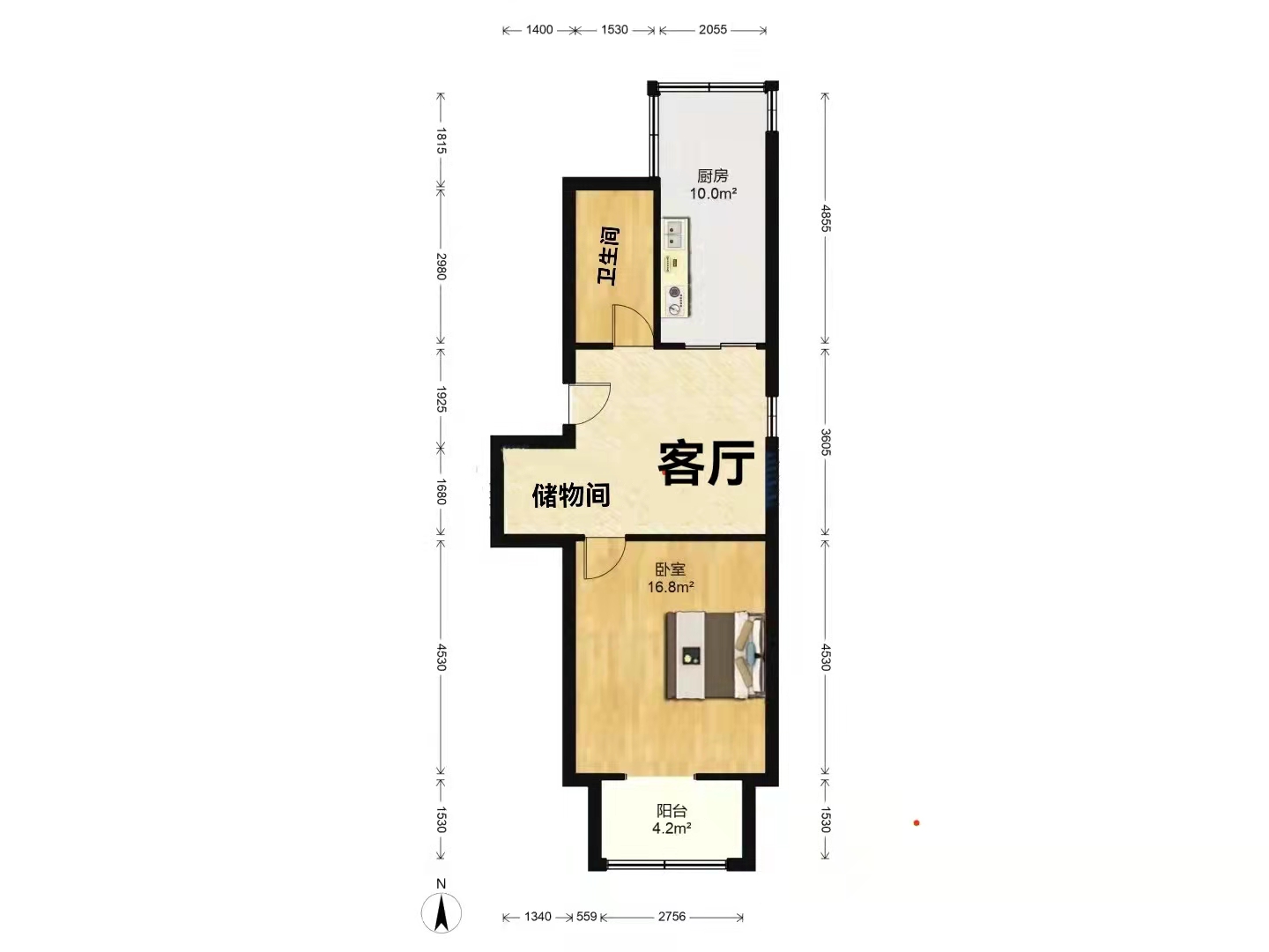 五山家园 1室1厅1卫 52m&sup2;