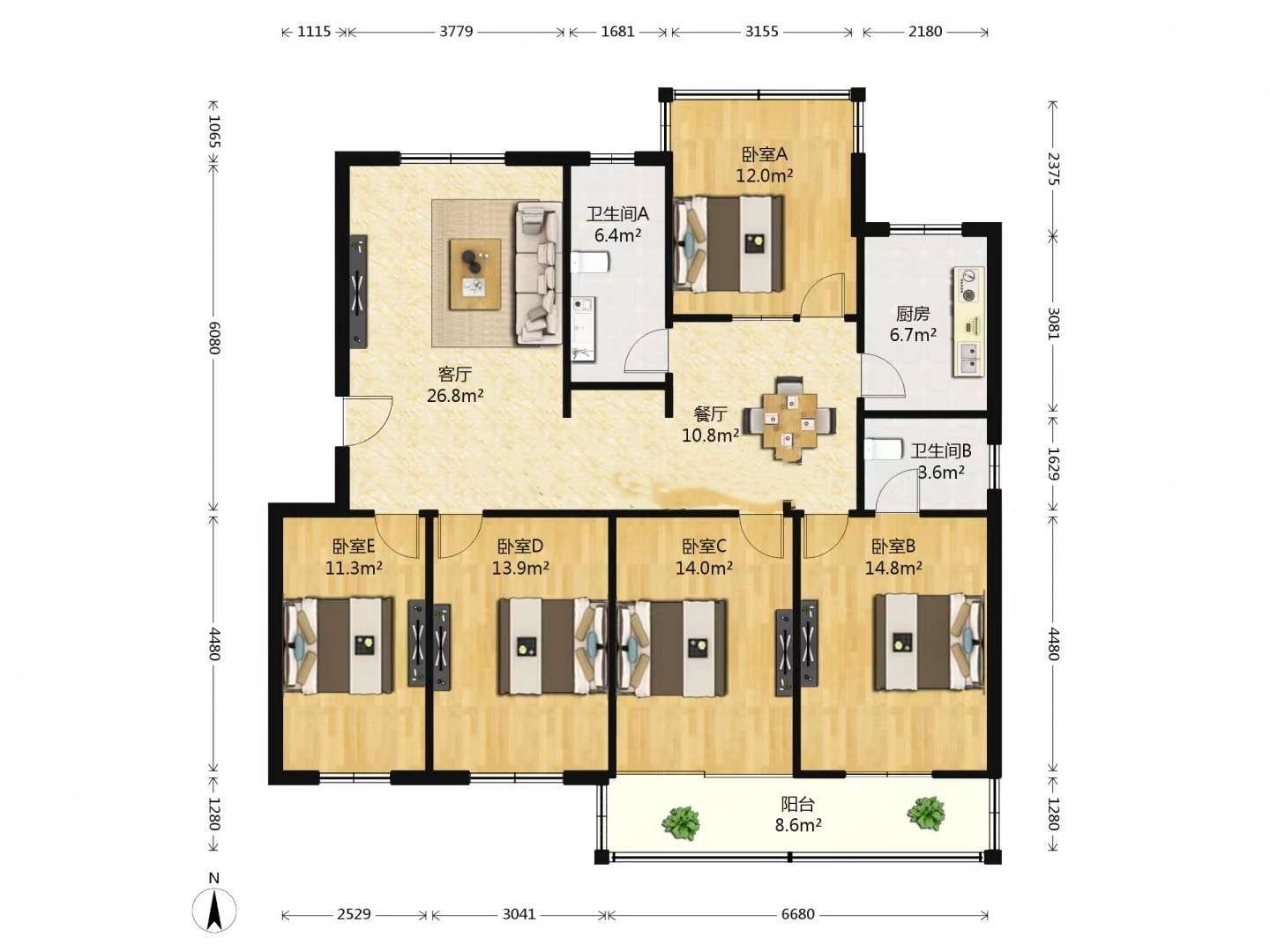 富民新村西区 5室2厅2卫 151m&sup2;
