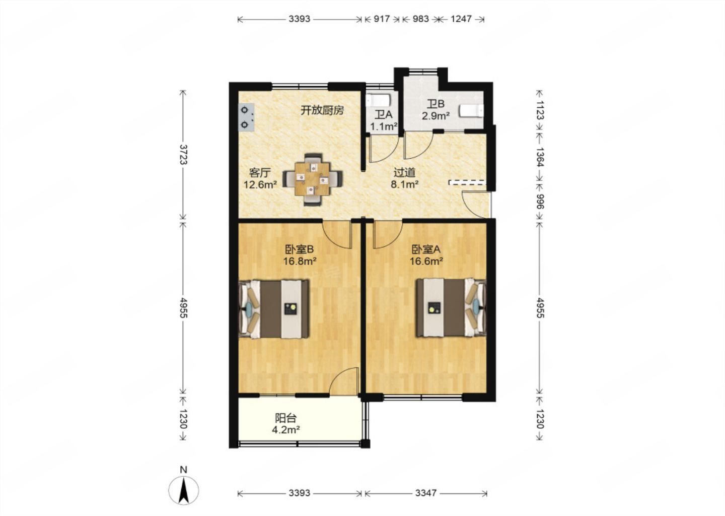 新建路新村 2室1厅1卫 74m&sup2;