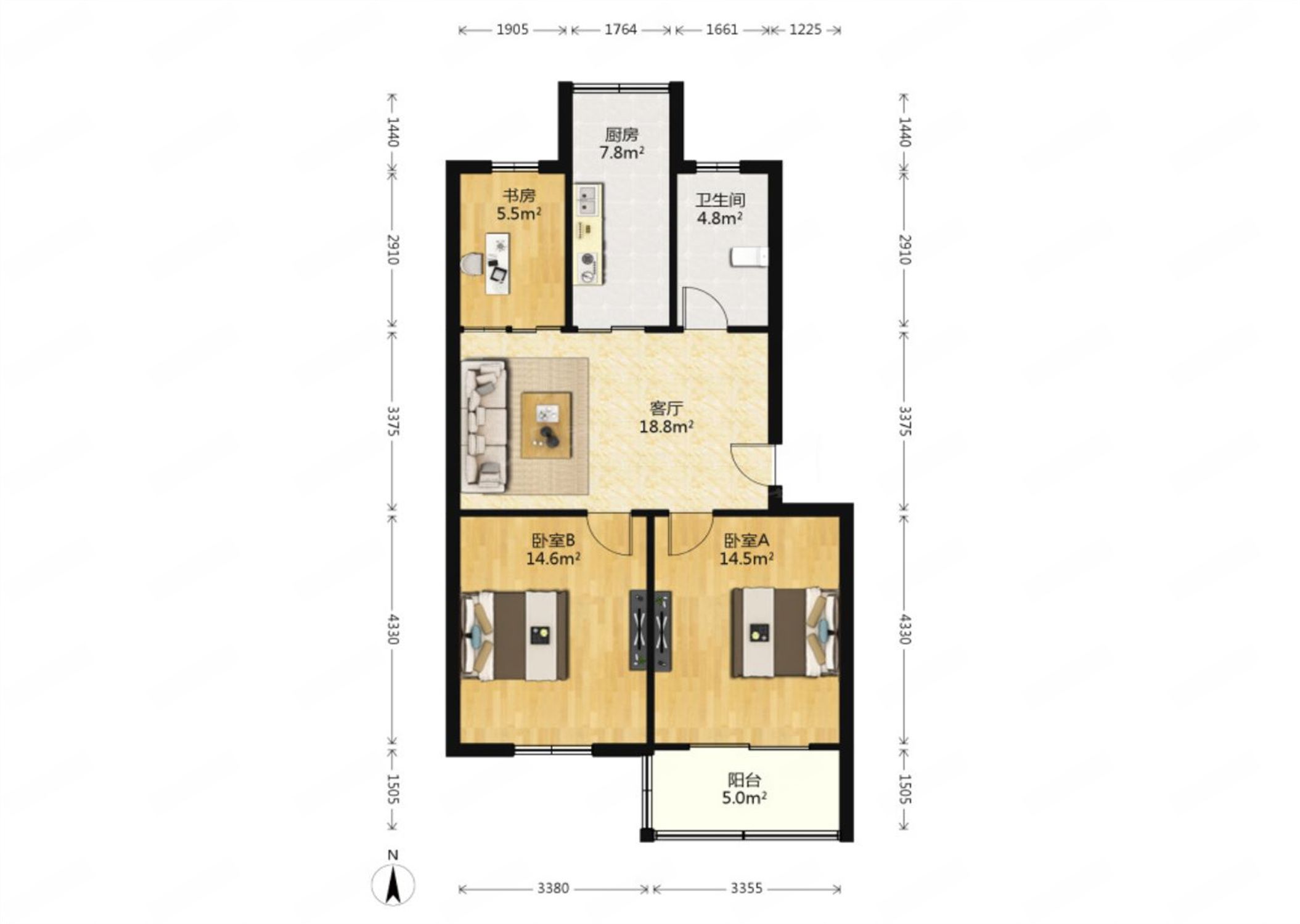 越江新村 3室2厅1卫 83.79m&sup2;